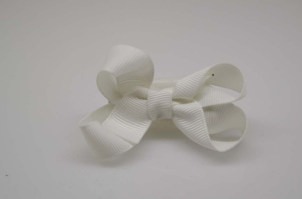 Small bowtique hair Bow with colors  White